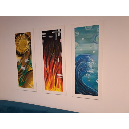 Trzy obrazy 100x40 komplet trzy żywioły
