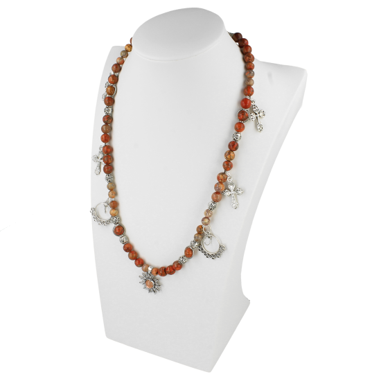 Ręcznie robiony gotycki naszyjnik odcienie pomarańczu