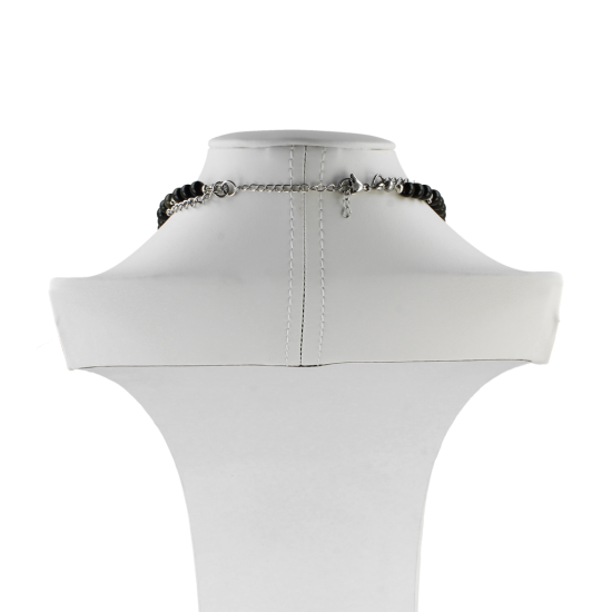 Naszyjnik handmade czarny nietoperz z marmurkami szklanymi