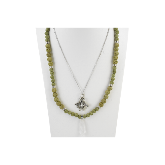 Naszyjnik Handmade Green Guardian lava stone