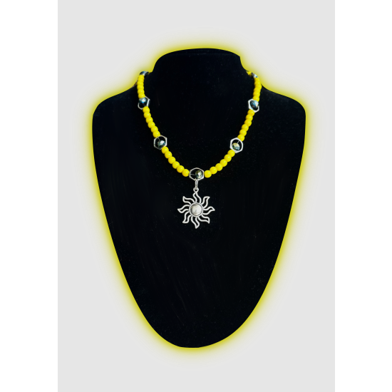 Naszyjnik handmade Howlit żółty