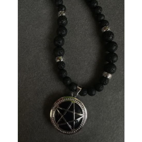 Ręcznie robiony gotycki naszyjnik z pentagramem